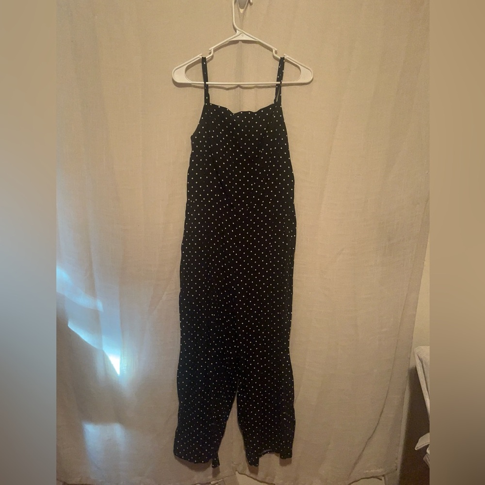 Old Navy Black Jumpsuit with White Polka Dots